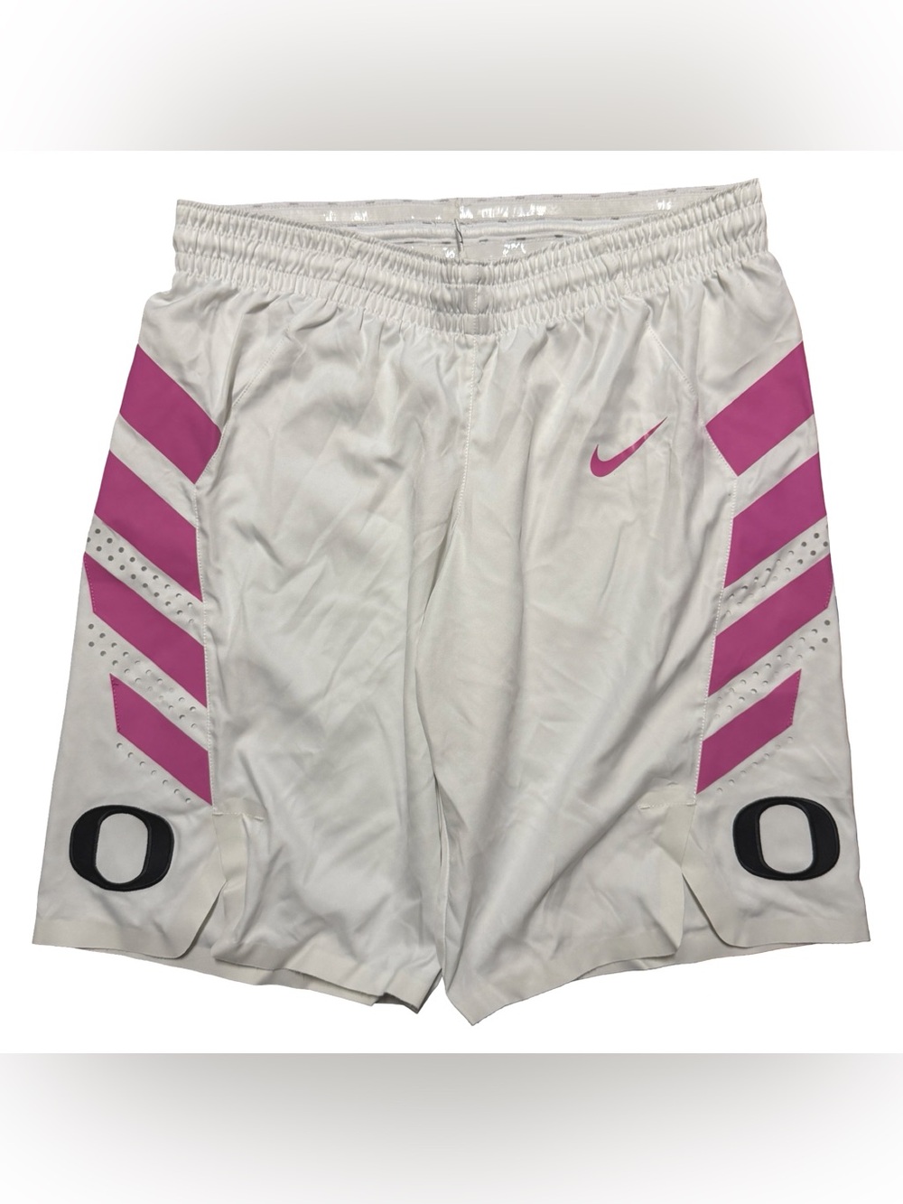 RARE Nike Oregon’s Ducks Breast Cancer Basketball White Pink Shirts Size 34